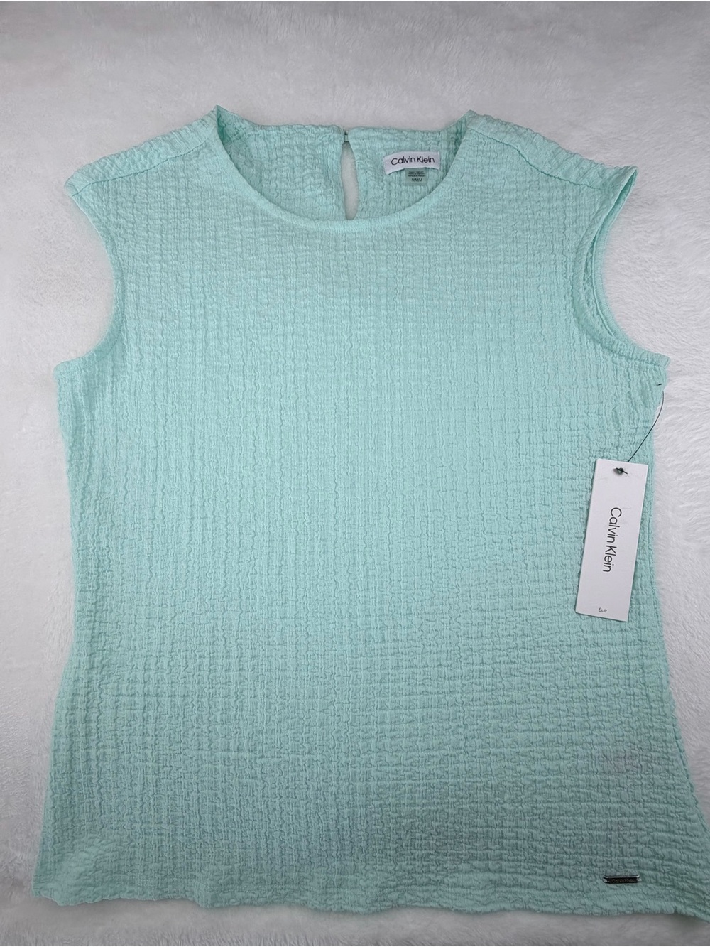 Calvin Klein Mint Textured Cap-Sleeve Tank Top